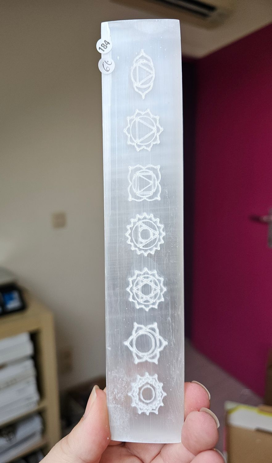 Plaque de sélénite avec les 7 chakras