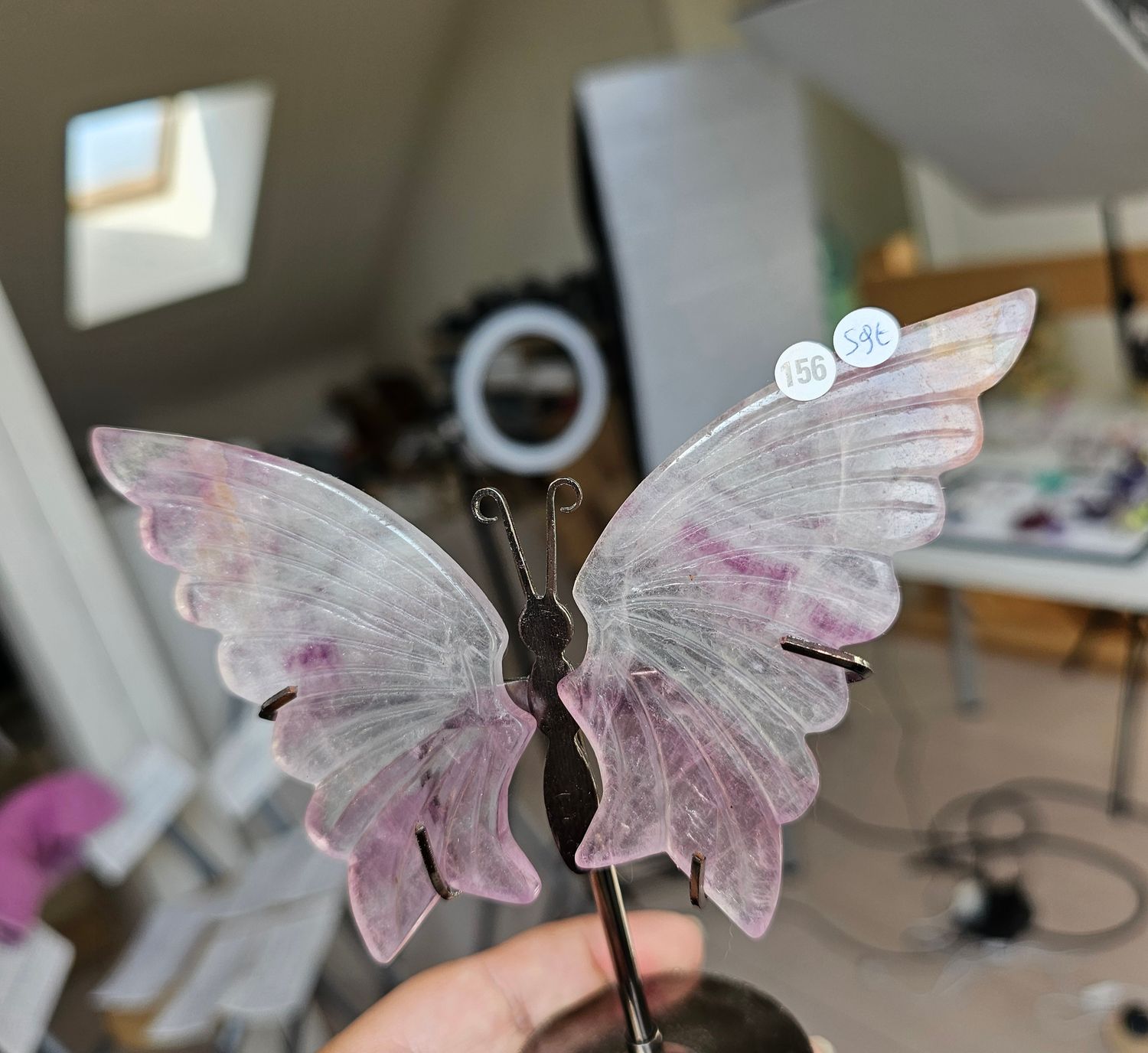 Papillon en fluorite n°156 avec support