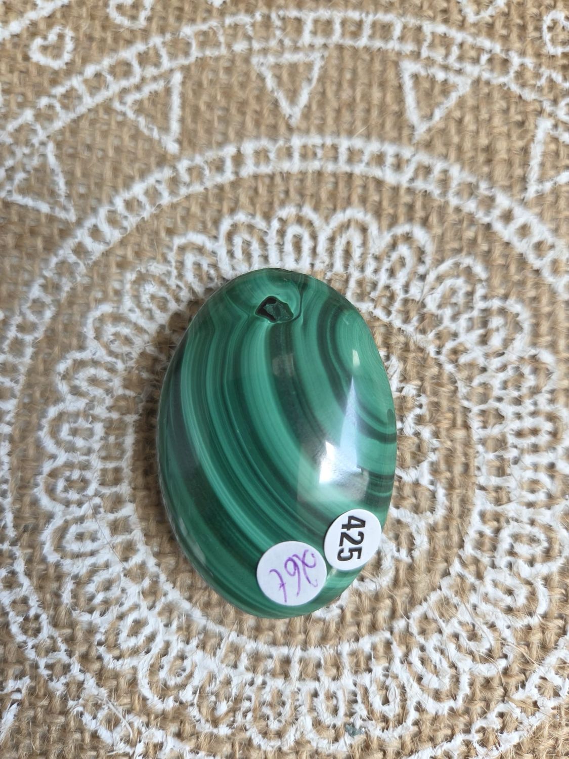 Galet de malachite n°464 ou 425, Galet: Galet N425