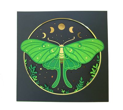 Luna Moth Shadowbox Art