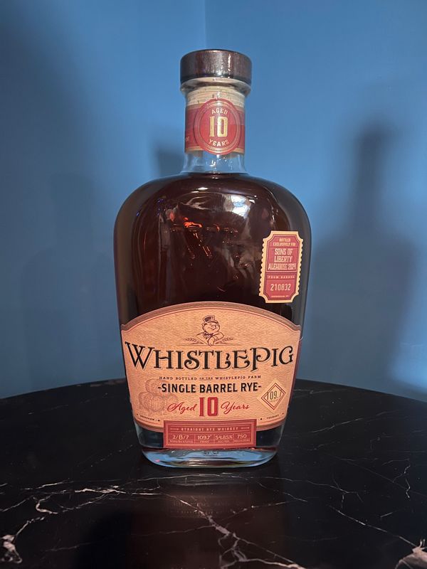 WhistlePig 10 Year Single Barrel Rye Sons Of Liberty Private Barrel