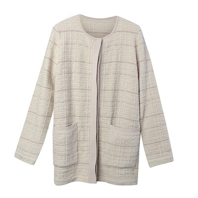 Tweed Stitch Round Neck Jacket - Dove Mix Tweed Stitch Round Neck Jacket - Dove Mix
