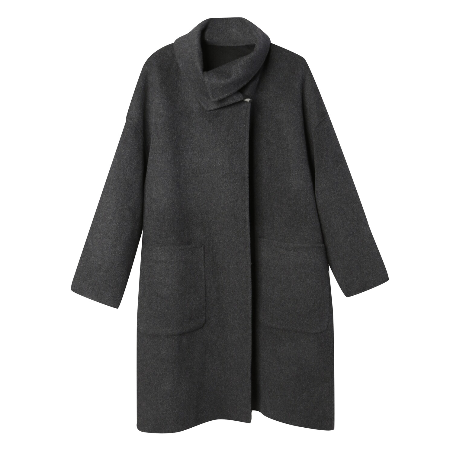 Retro Collar Oversize Cashmere Wool Mixed Double Faced Wool Coat ...