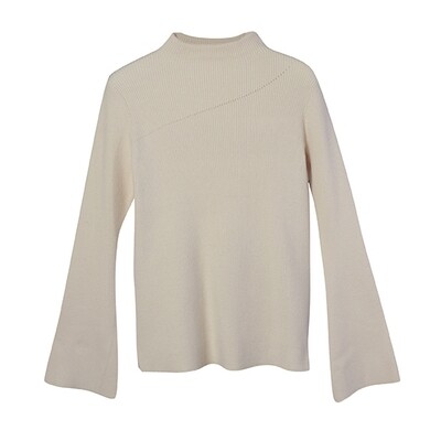 Flared Sleeve Mock Neck Sweater - Almond Flared Sleeve Mock Neck Sweater - Almond