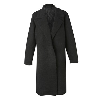 Padded Back Knit Long Blazer - Black Padded Back Knit Long Blazer - Black