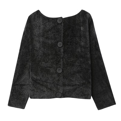 Wool Felt & Nylon Fur 2-way Jacket - Black Wool Felt & Nylon Fur 2-way Jacket - Black