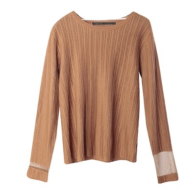 Transparent Yarn Ribbed Blocking Sweater - Blonzer Transparent Yarn Ribbed Blocking Sweater - Blonzer