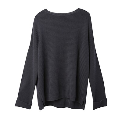 Racked Stitch Drop Shoulder Sweater - Dark Purple Racked Stitch Drop Shoulder Sweater - Dark Purple