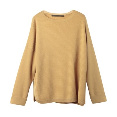 Racked Stitch Drop Shoulder Sweater - Honey Racked Stitch Drop Shoulder Sweater - Honey
