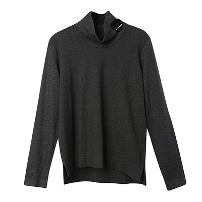 Shell Button Embellished Stand Collar Sweater - Dark Charcoal Shell Button Embellished Stand Collar Sweater - Dark Charcoal