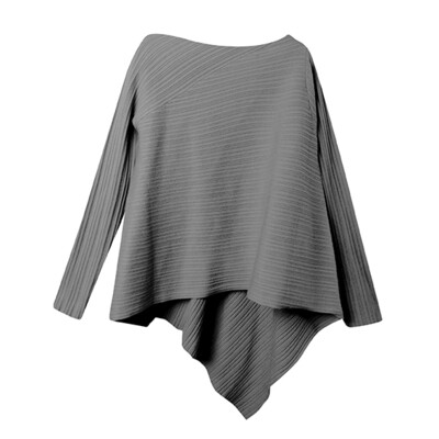 Rib Stitch Asymmetric Hem Sweater - Charcoal Rib Stitch Asymmetric Hem Sweater - Charcoal