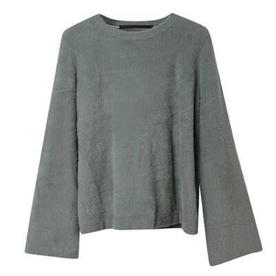 COLOUR STRIPPED PUFFED SLEEVE SWEATER - Mint COLOUR STRIPPED PUFFED SLEEVE SWEATER - Mint