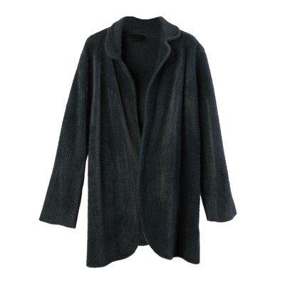 Nylon-Fur Knitted Coat - Dark Pine Nylon-Fur Knitted Coat - Dark Pine