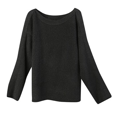 Mixed-Yarns Oversized Sweater - Black Mixed-Yarns Oversized Sweater - Black