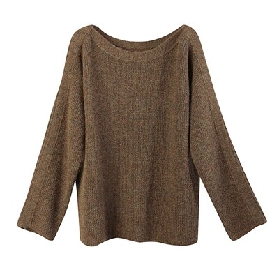 Mixed-Yarns Oversized Sweater - Kangaroo Mixed-Yarns Oversized Sweater - Kangaroo