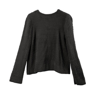 Bell Sleeved Nylon-Fur Sweater-BLACK Bell Sleeved Nylon-Fur Sweater-BLACK