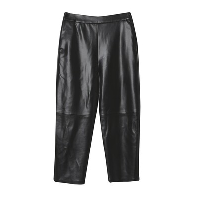 FAUX LEATHER TAPERED PANTS-BLACK FAUX LEATHER TAPERED PANTS-BLACK