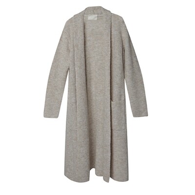 Wool Blended Oversized Cardigan-ALMOND