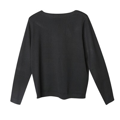 FANCY STITCH TRIM BOATNECK TOP-BLACK FANCY STITCH TRIM BOATNECK TOP-BLACK