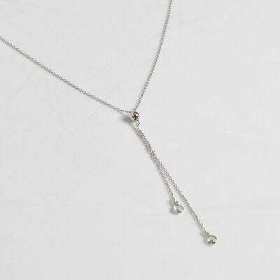 ADJUSTABLE BALL PENDANT NECKLACE-SILVER