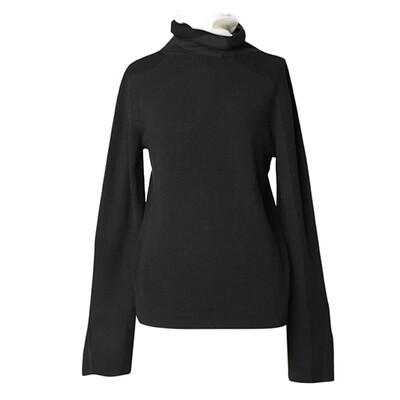 COLOR CONTRAST LAYERING KNIT TOP-BLACK/EGGSHELL