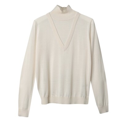 TWO IN ONE LAYERING KNIT TOP-CREAM