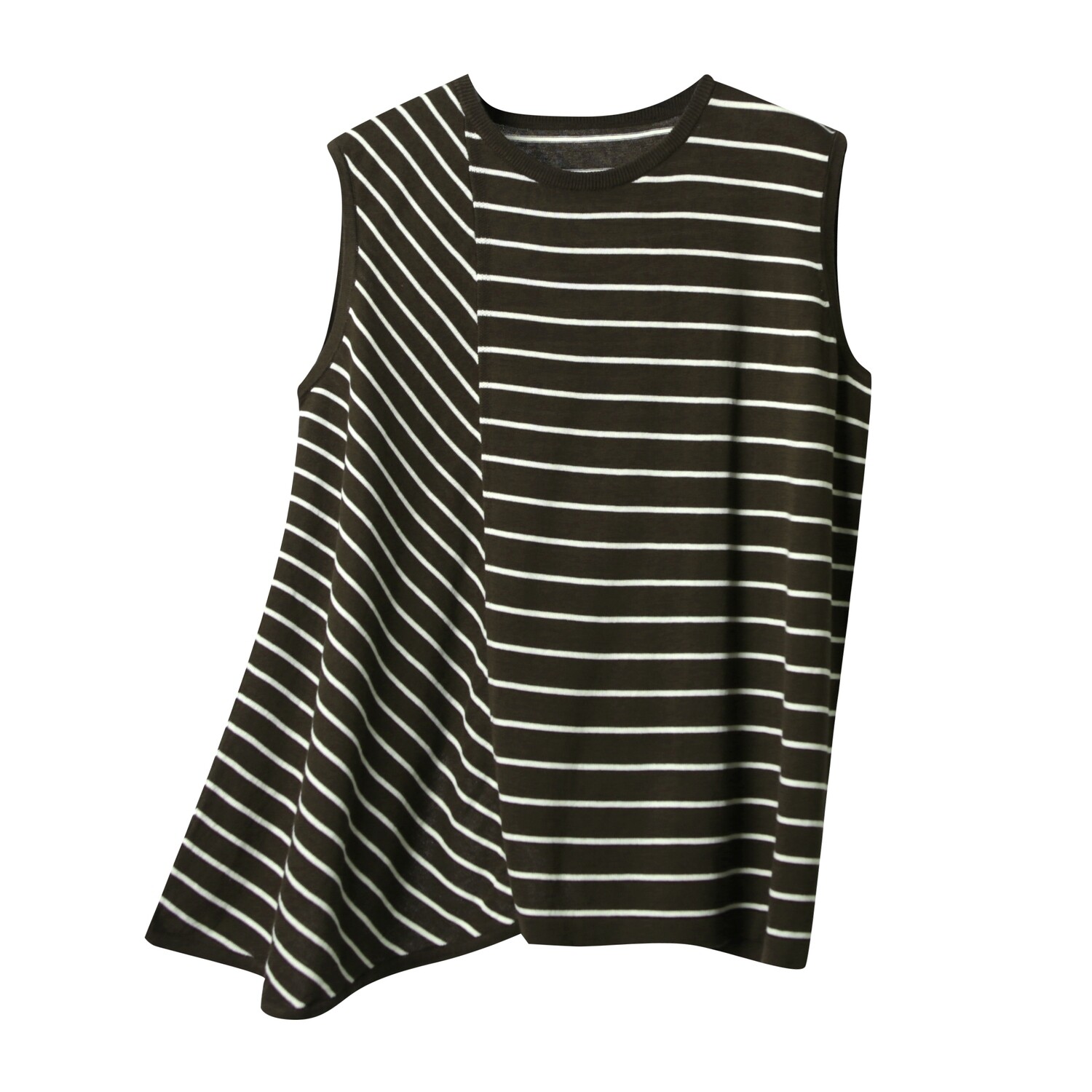 SLEEVELESS ASYMMETRICAL DRAPE TOPCOFFEE/CHALK