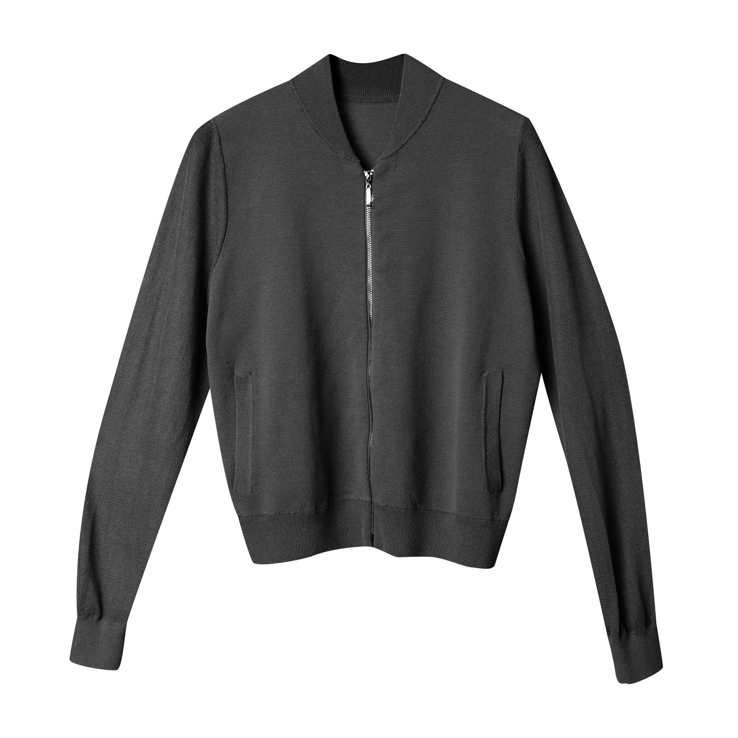 ZIP UP SLIM-CUT BOMBER JACKET - BLACK
