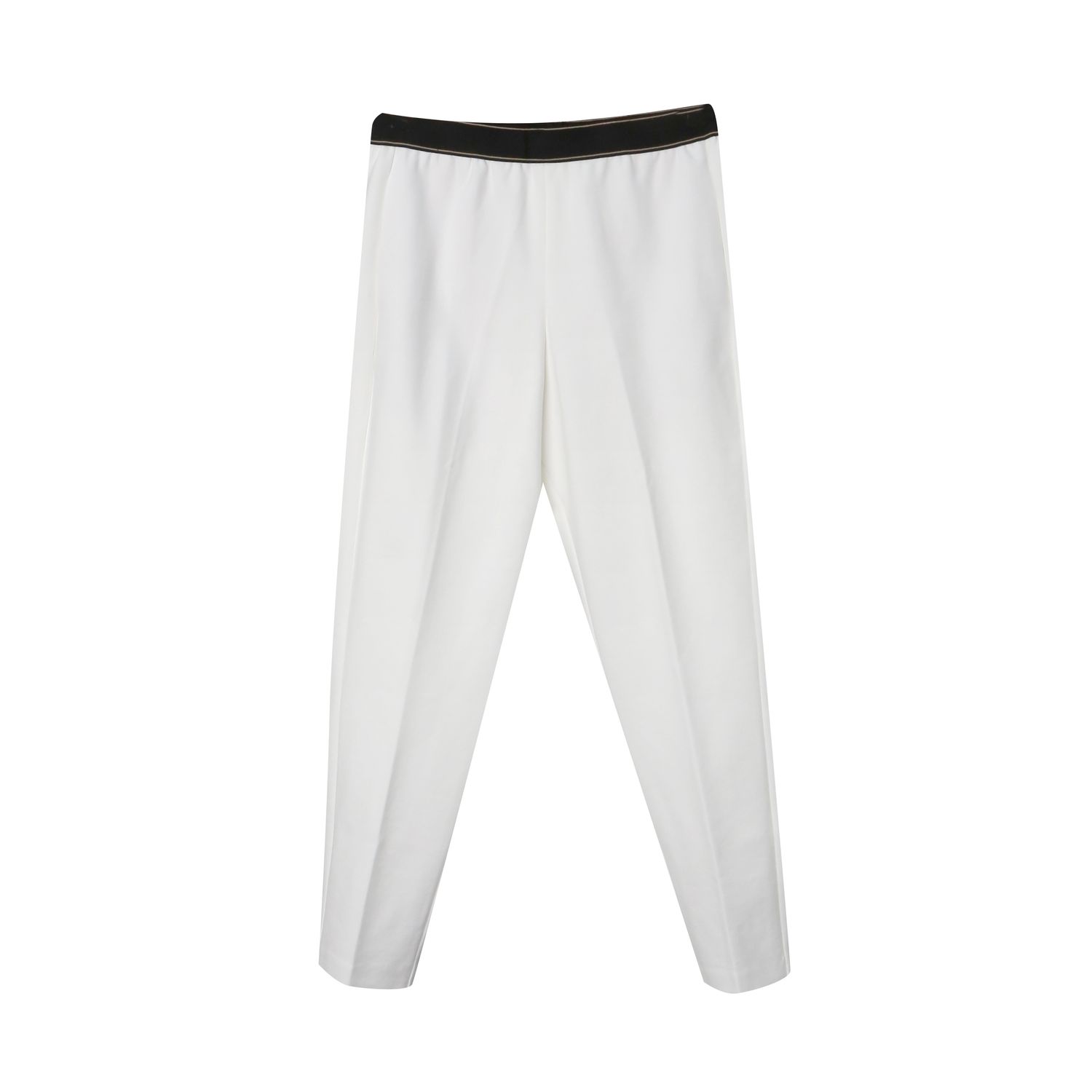 ELASTIC WAIST TAPERED PANTS - EGGSHELL
