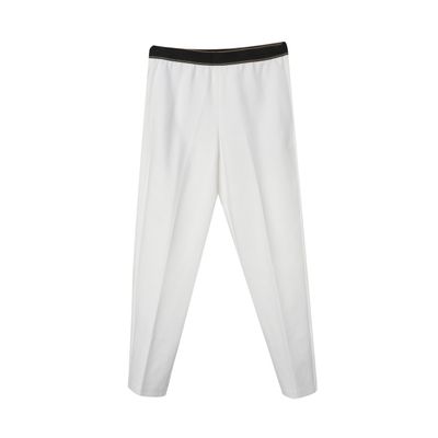 ELASTIC WAIST TAPERED PANTS - EGGSHELL