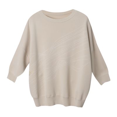 EMBROIDERED L/S KNIT TOP - BIRCH