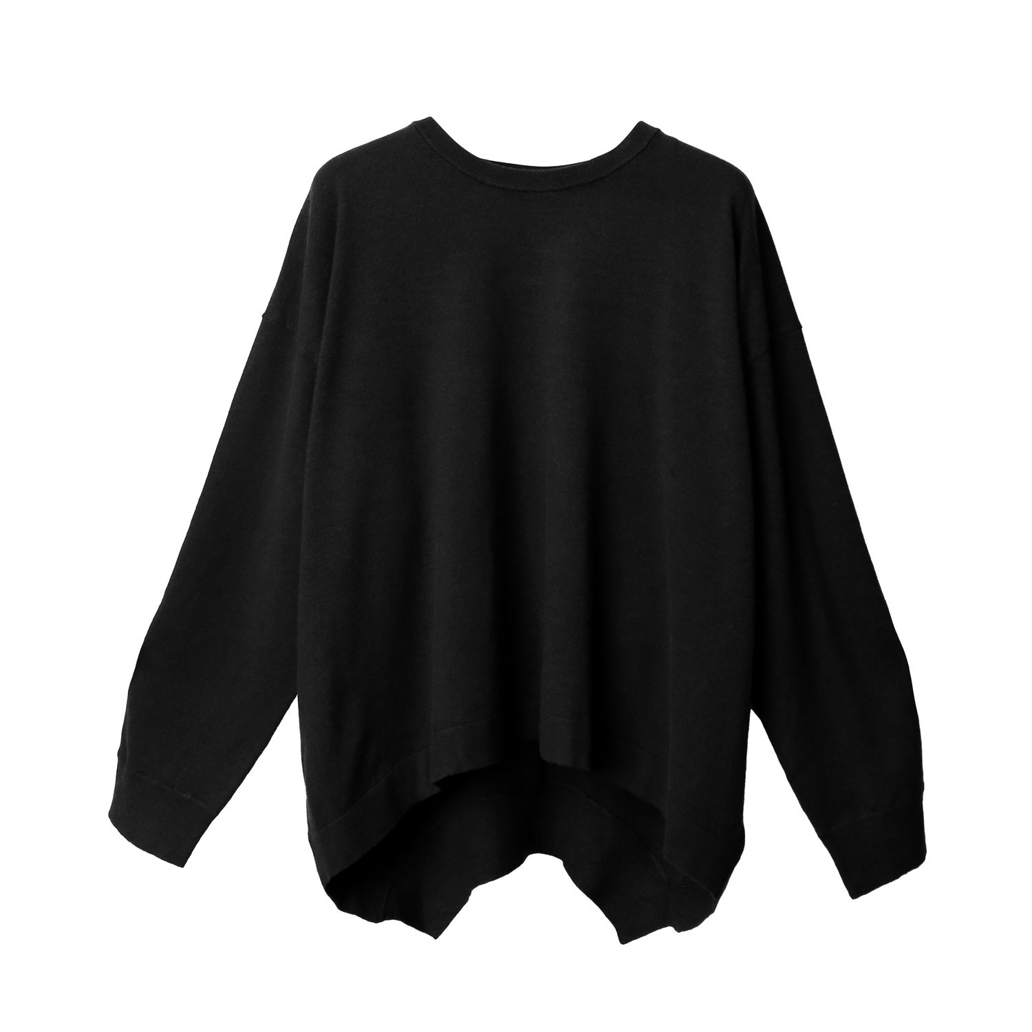 BACK GATHERED HEM PULLOVER - BLACK