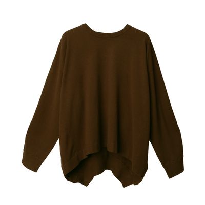 BACK GATHERED HEM PULLOVER - COFFEE