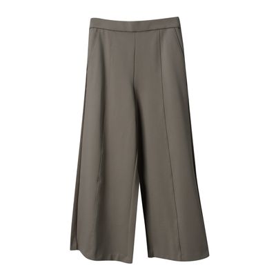 DOUBLE KNIT STRAIGHT LEG PANTS - CONCRETE