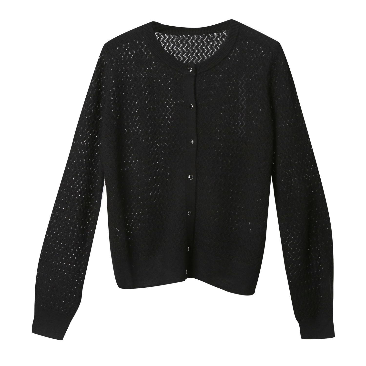 POINTELLE CARDIGAN - BLACK