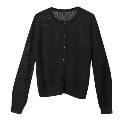 POINTELLE CARDIGAN - BLACK