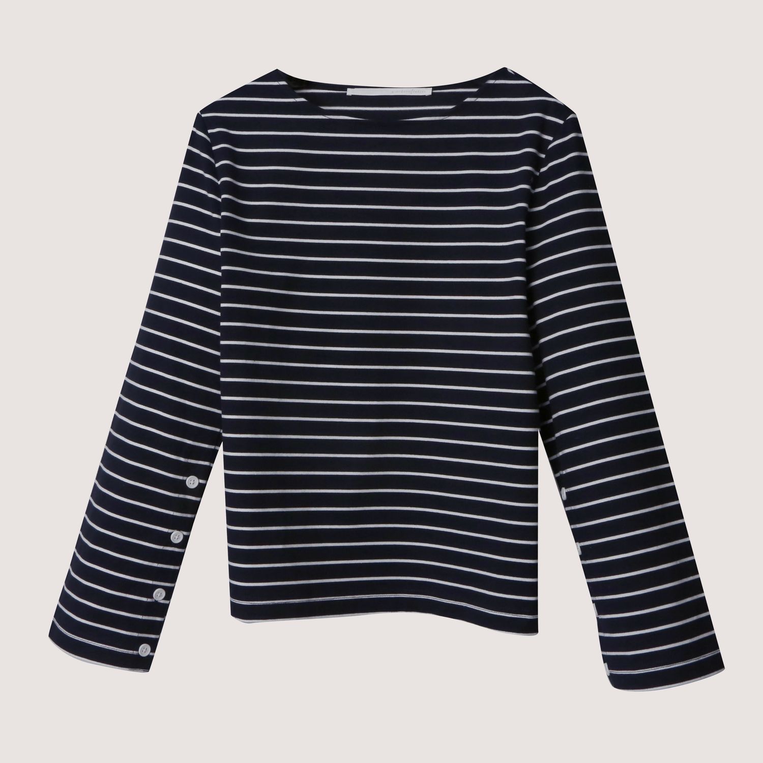 STRIPE LONG SLEEVES T-SHIRT - WHITE/NAVY