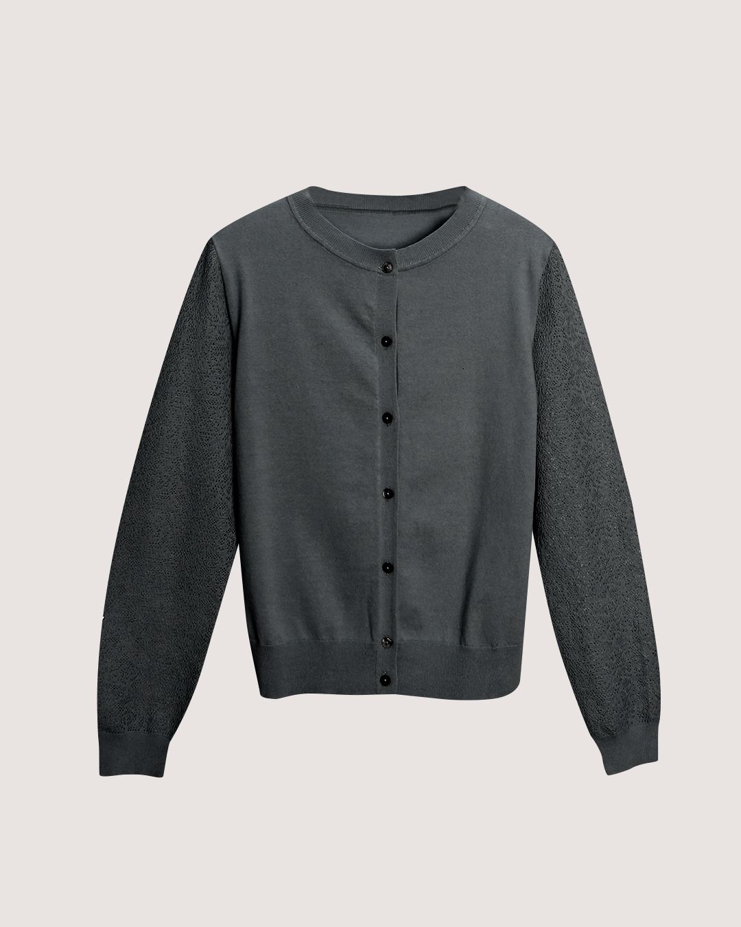LACE KNITTED CARDIGAN - BLACK