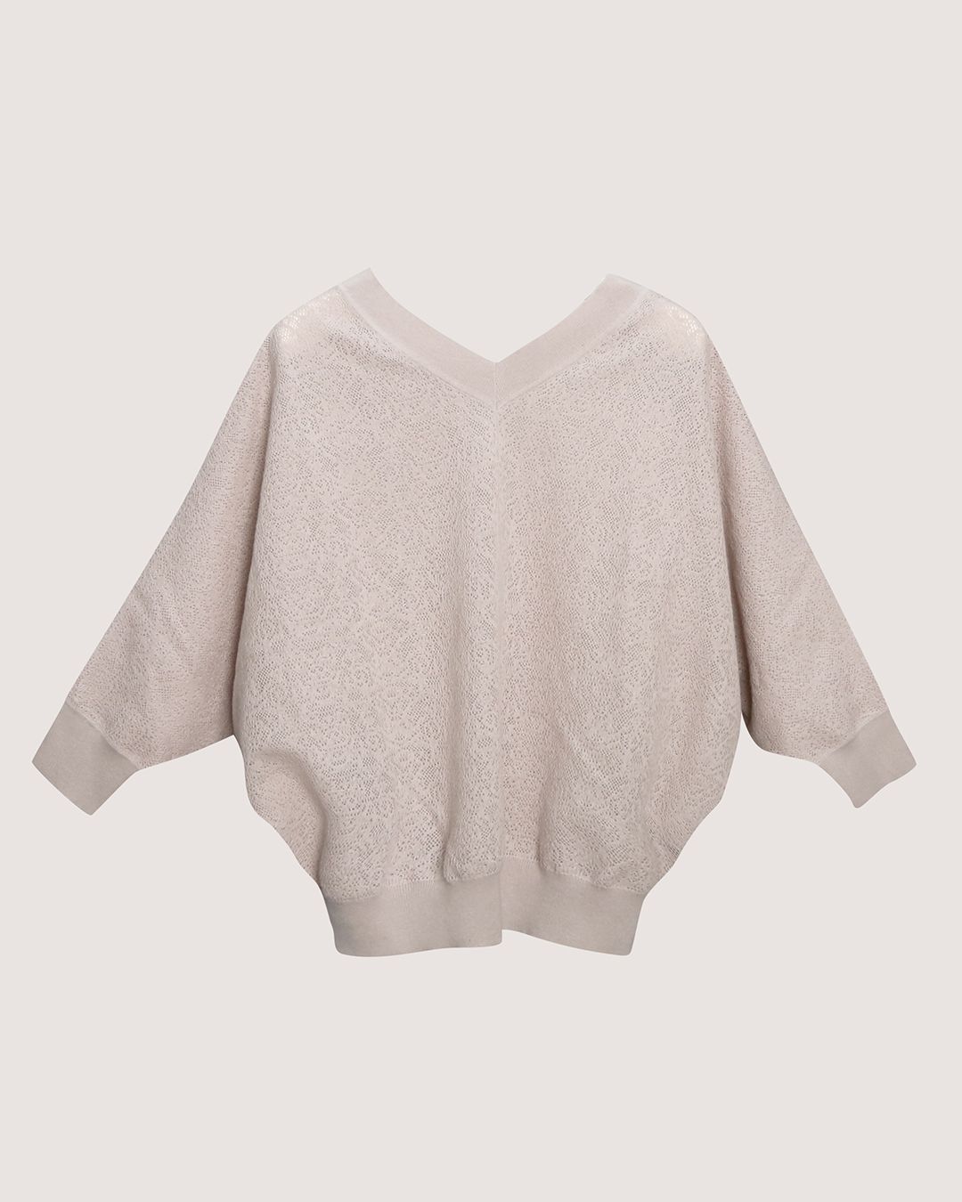 LACE KNITTED BATWING TOP - PALE PINK