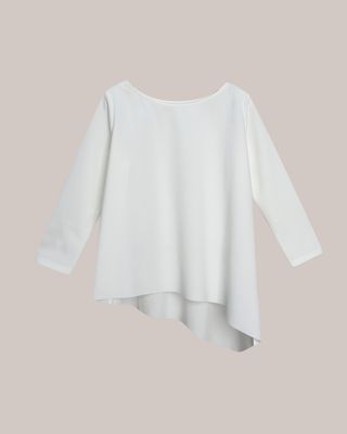 DIAGONAL DRAPE HEM TOP - EGGSHELL DIAGONAL DRAPE HEM TOP - EGGSHELL