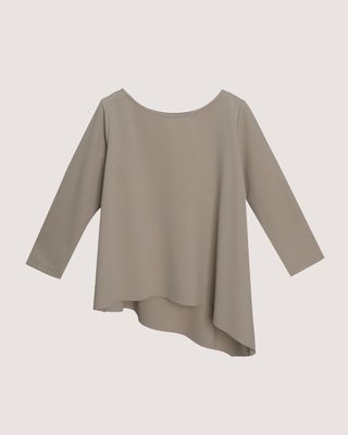 DIAGONAL DRAPE HEM TOP - BEIGE DIAGONAL DRAPE HEM TOP - BEIGE
