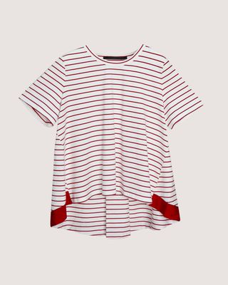 A-LINE STRIPE TEE - SCARLET