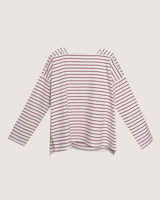 STRIPE BOXY TEE - SCARLET