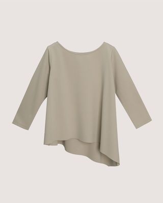 DIAGONAL DRAPE HEM TOP - SWAMP GREEN DIAGONAL DRAPE HEM TOP - SWAMP GREEN