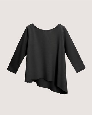 DIAGONAL DRAPE HEM TOP - BLACK DIAGONAL DRAPE HEM TOP - BLACK