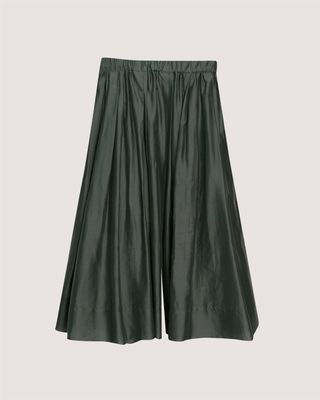 PLEATED WIDE LEG  CULOTTES - SWAMP GREEN
