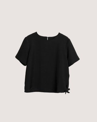 SIDE TIE BLOUSE - BLACK