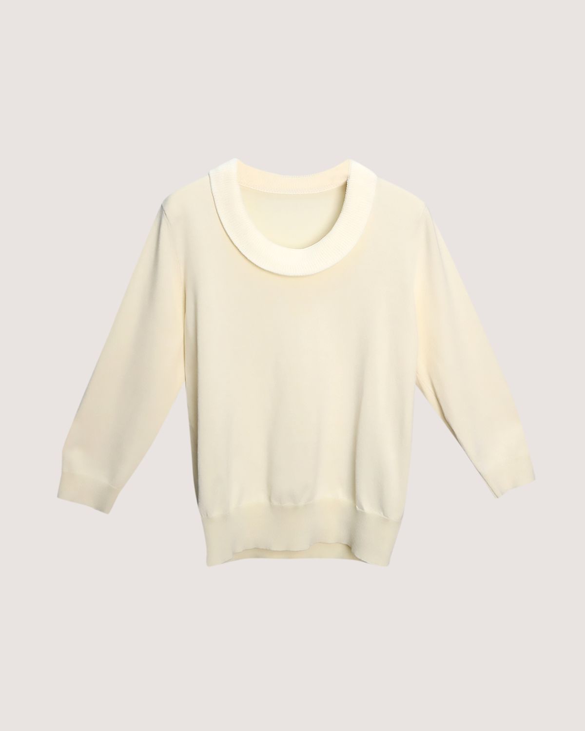 SCOOP NECK KNIT TOP - PEARL