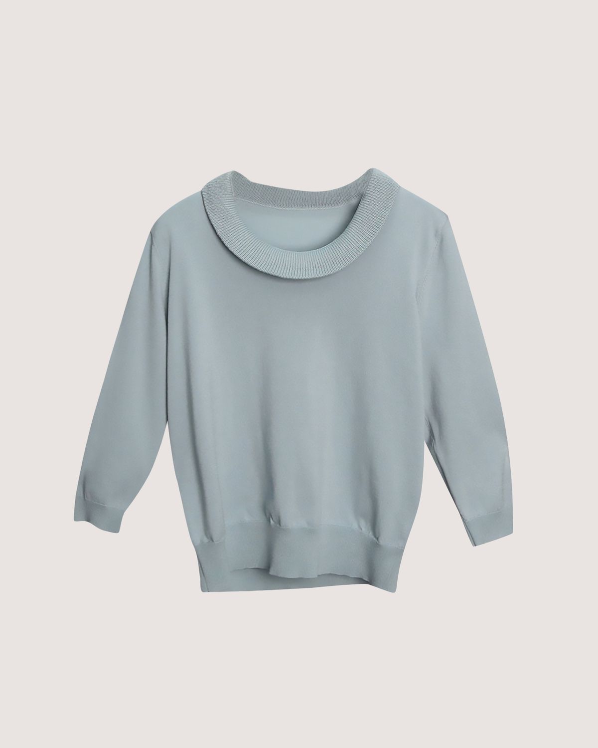 SCOOP NECK KNIT TOP - POND
