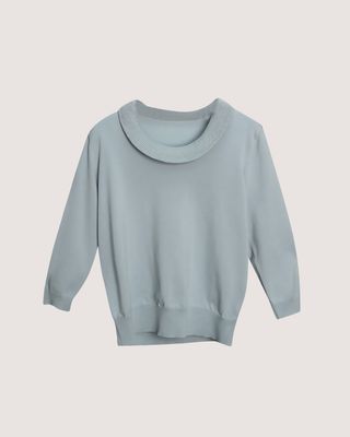 SCOOP NECK KNIT TOP - POND